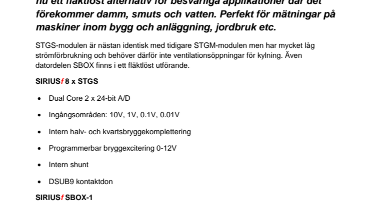 Datalogger för bryggor och spänningar - SIRIUS-fanless