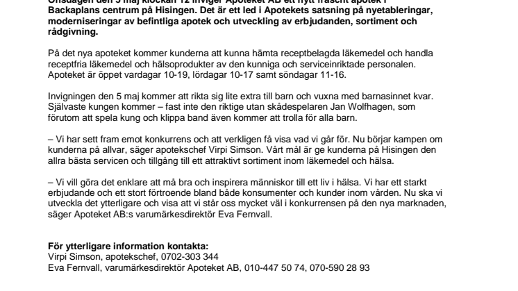 ”Kungligt” besök när Apoteket öppnar ny butik i Backaplan