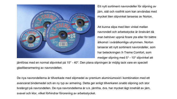 Nya navrondeller för liten slipvinkel