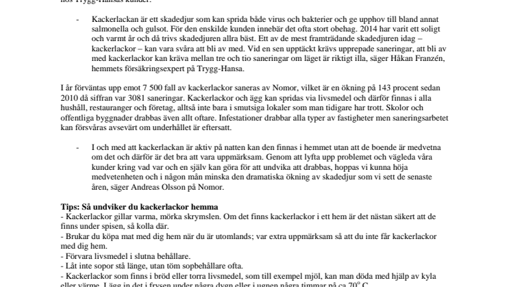 Allt fler kackerlackor angriper svenska hem