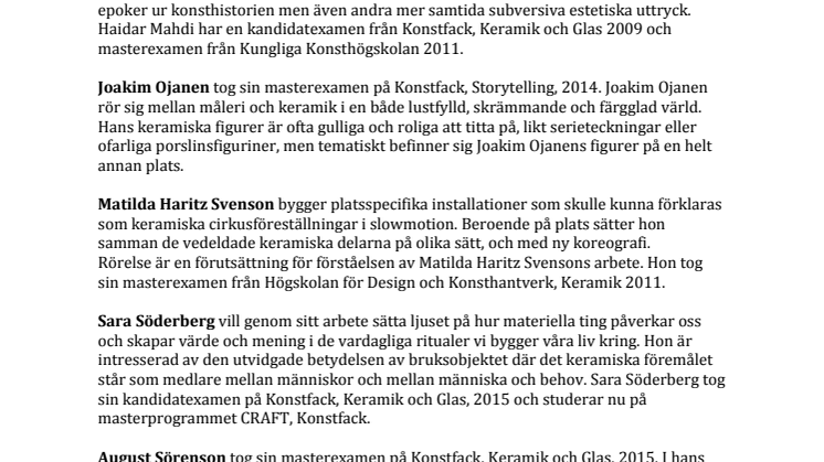 KARNEVAL Medverkande konstnärer