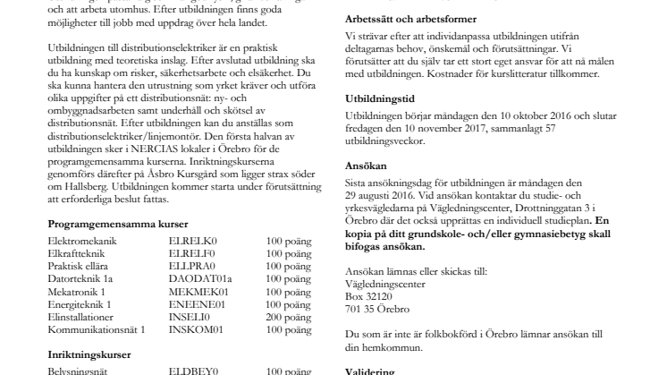 Distributionselektriker - en utbildning på hög nivå