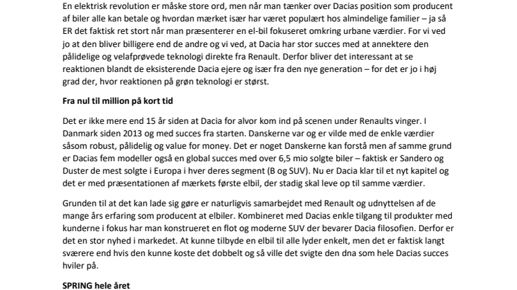 Spring is here – Dacias første elbil er præsenteret