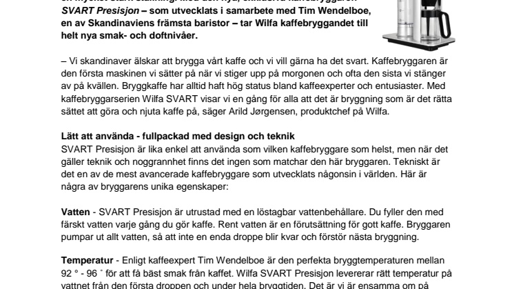 Världens mest avancerade kaffebryggare heter SVART Presisjon