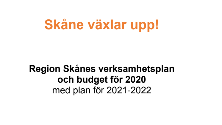 Verksamhetsplan och budget 2020