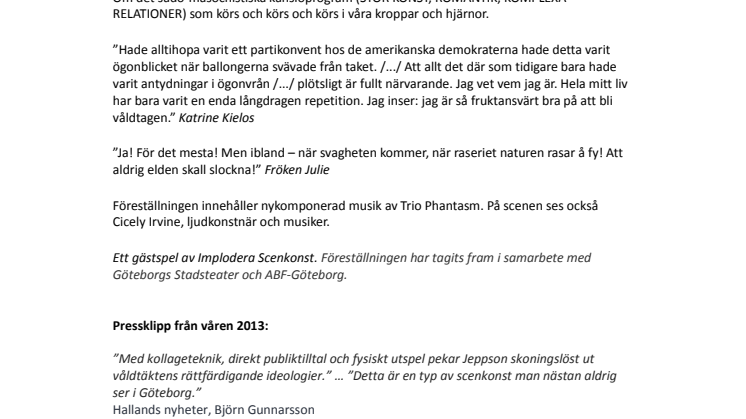 Pressinformation Att öva på våldtäkt, oktober 2013