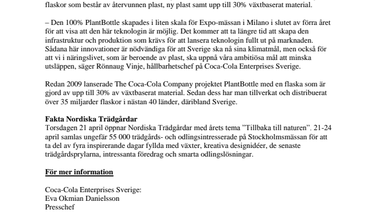 Nästa generations PET-flaska av 100% växter