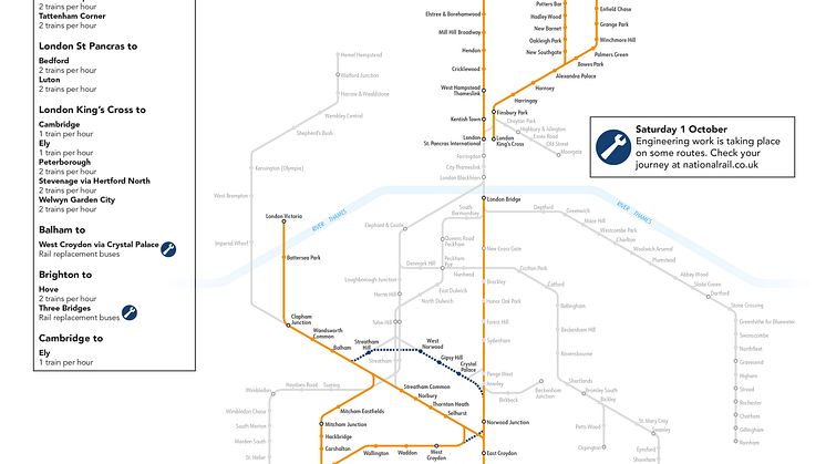 1 October 2022 strike service map GTR
