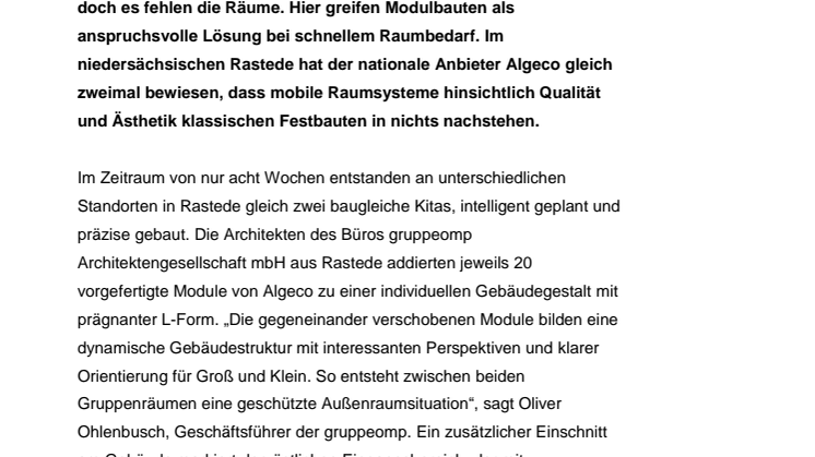 Kita-Neubau im Doppelpack
