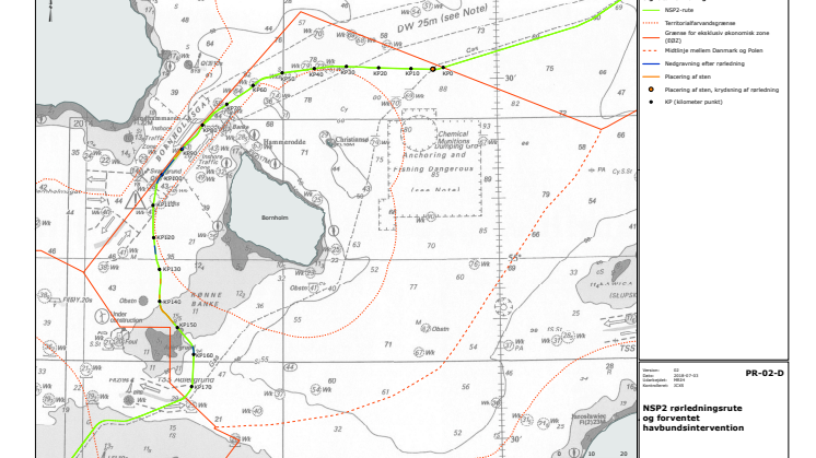 Nord Stream 2 kort alternativ rute - Danmark