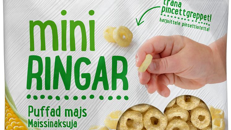 Miniringar i puffad majs