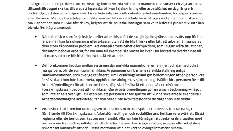 Sveriges Kristna Råds öppna brev till regeringen