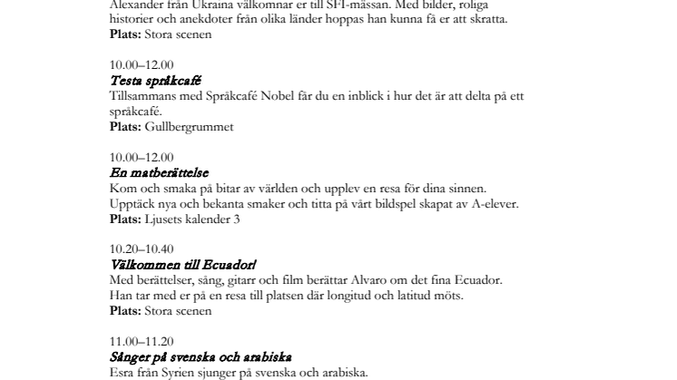 Program SFI-mässan 2016