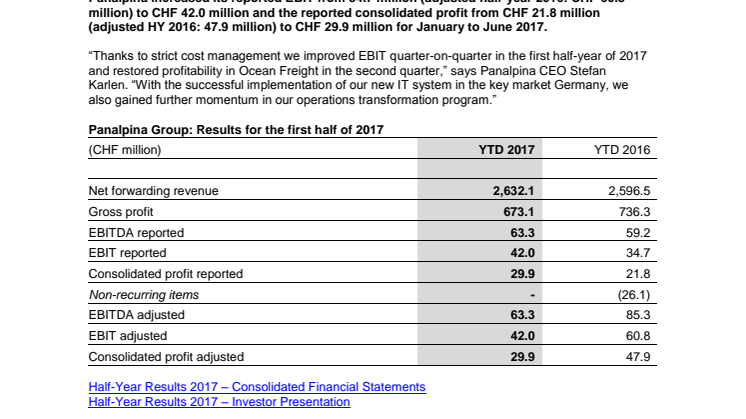 Increased volumes and higher reported profits