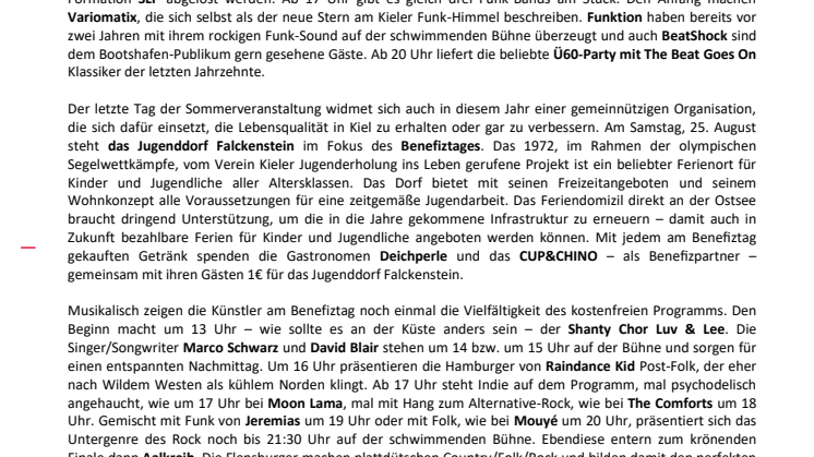 Finales Wochenende des Bootshafensommers mit Ü60-Party und Benefiztag