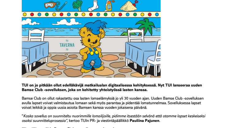 TUI antoi lasten suunnitella uuden Bamse Club -sovelluksen