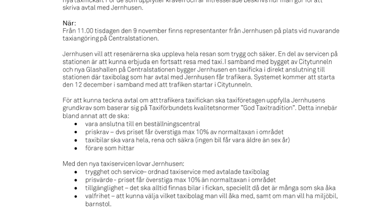 Taxiåkare erbjuds avtal till nya taxiservicen på Centralstationen i Malmö