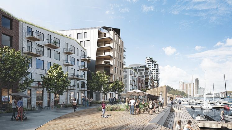 Idéskiss på hur det skulle kunna se ut längs Bäveån. Illustration: Liljewall arkitekter