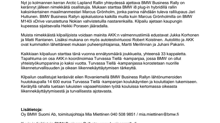 Marcus Grönholm ja BMW i8 jääradalla BMW Business Rallyssa Rovaniemellä