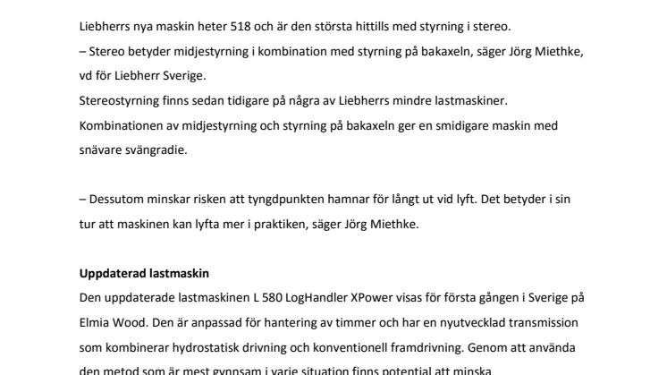 Världspremiär för hjullastare med styrning i stereo