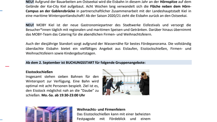 Buchungsstart zum Stadtwerke Eisfestival in Kiel - online ab dem 2. September