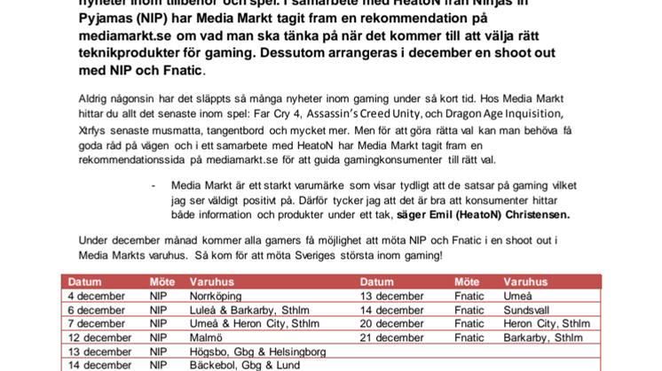 Media Markt sätter gaming på kartan