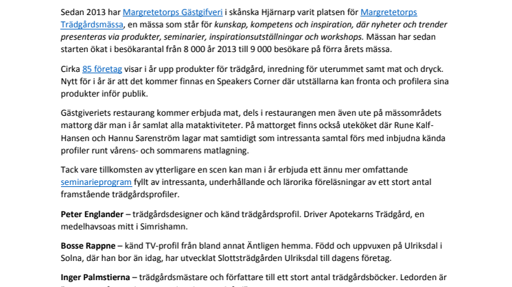 Trädgårdsmässa på Margretetorps Gästgifveri 15-17 maj 2015