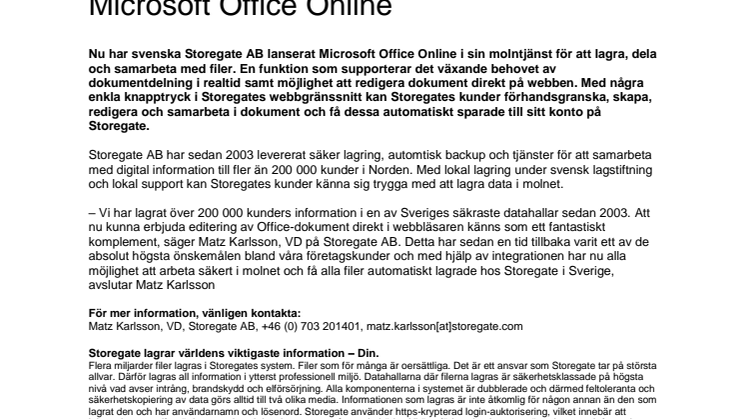 Svensk molntjänst integrerar med Microsoft Office Online 