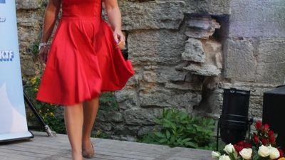 Eva Nordmark på modevisning i Almedalen