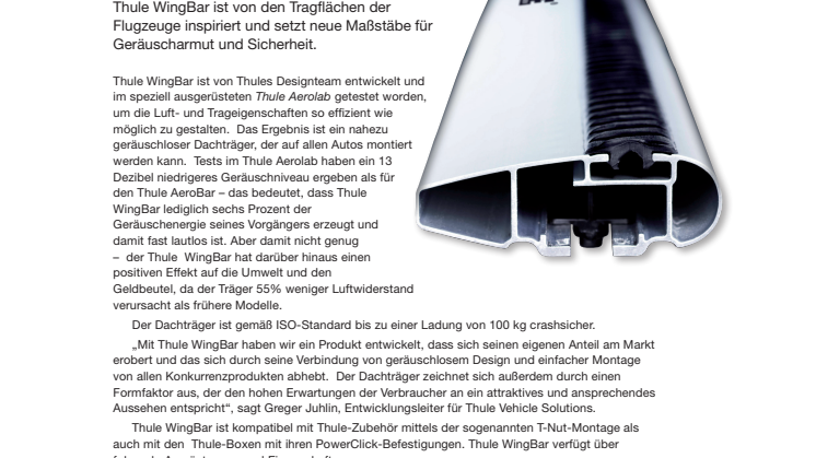 Thule WingBar – eine neue Generation geräuschloser Lastenträger 