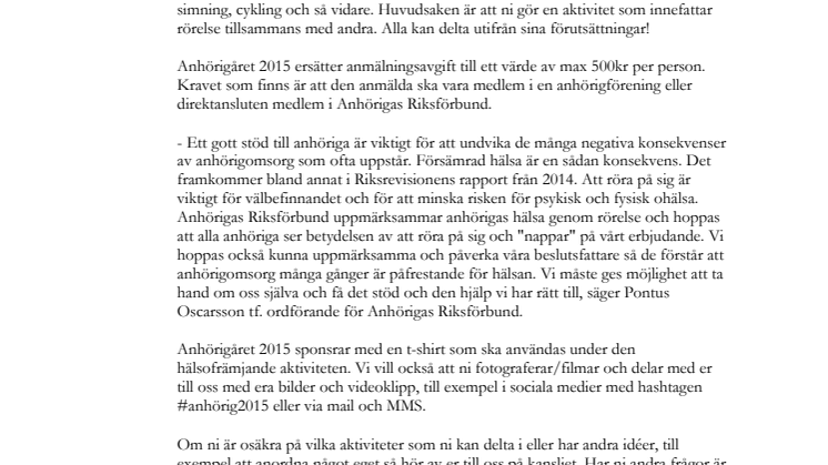Uppmärksamma anhöriga genom rörelse!
