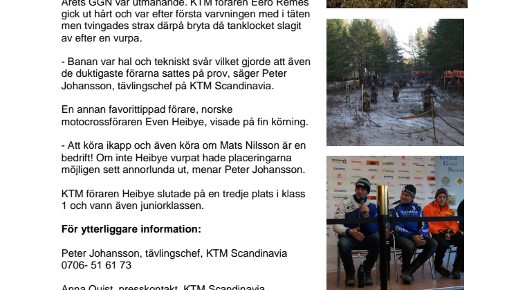 Lyckad helg för KTM på GGN 2012