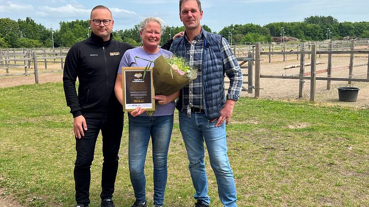 Från vänster, Fredrik Lindh, XL-BYGG A-Trä, Nina Persson, Landskrona Ridklubb och Martin Jönsson, Byggmästar'n i Skåne.