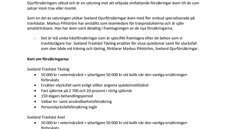 Nya unika travhästförsäkringar!