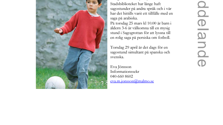 Stadsbiblioteket tor 25 mars: Sagostund på persiska