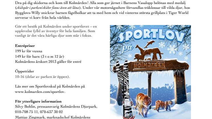 Evenemangstips - Sportlovskul på Kolmården