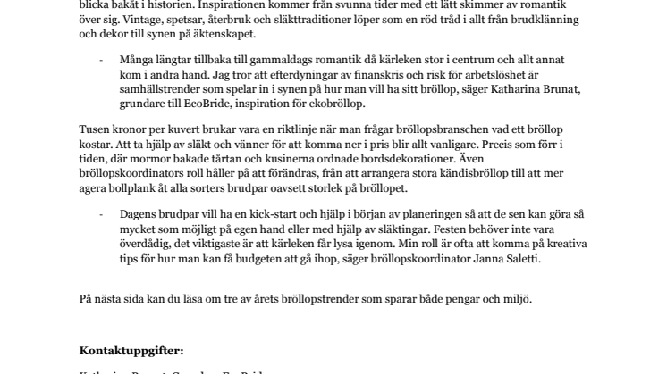 Nostalgi är årets hetaste bröllopstrend 2012