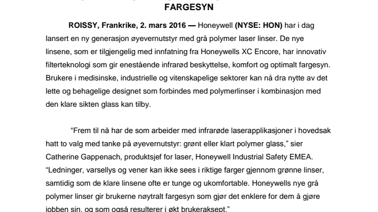  Nye polymer laser linser fra Honeywell tilbyr ekte fargesyn