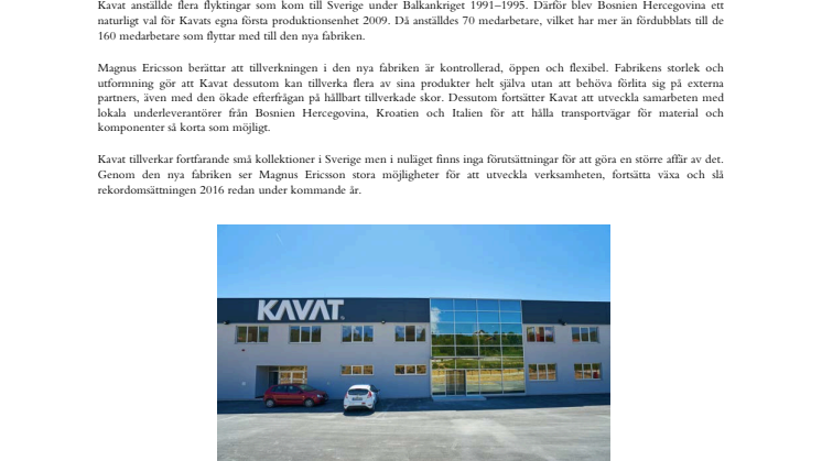 Kavat investerar i toppmodern fabrik för miljövänlig skotillverkning