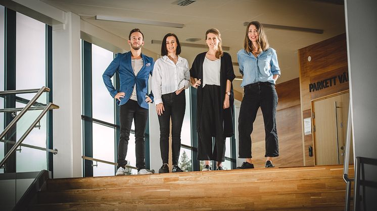 Go Business team från vänster: Andreas Eklund, verksamhetschef och affärscoacherna Jonna Valikainen, Lisa Kejving (föräldraledig) och Camilla Neideman. Therese Åhlund, affärscoach Skellefteå saknas på bild.
