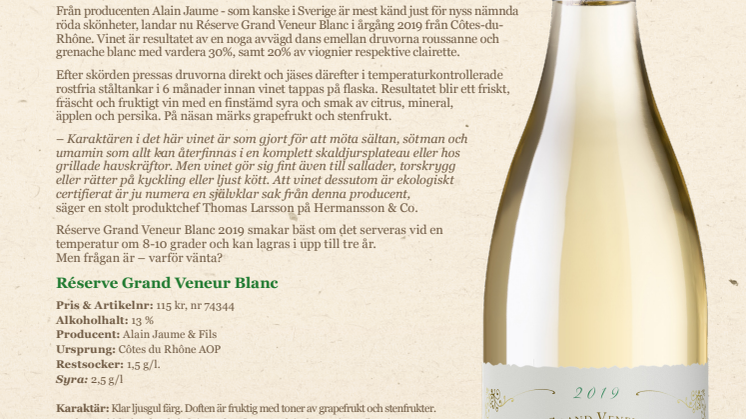 Efterlängtad fransk vit skatt från prisbelönt Châteauneuf-du-Pape-producent!
