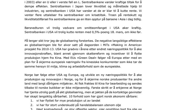 Makrorapport februar 2020: Corona - et WakeUp Call 