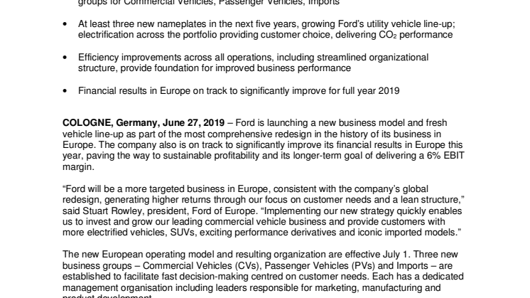 Ford Looks to the Future in Europe: Business Redesigned for Profitability, Efficiency, More New EVs and SUVs 
