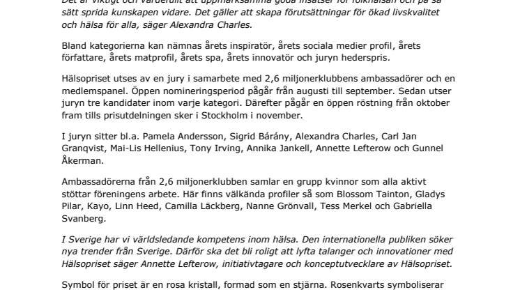 Nytt pris-Hälsopriset
