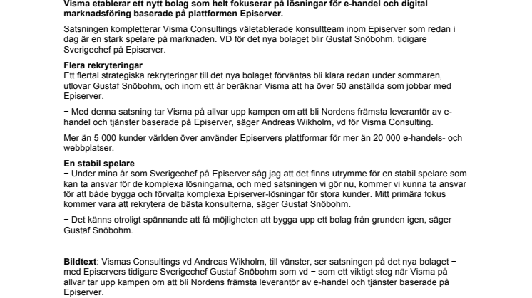 Visma storsatsar för att bli marknadsledande på Episerver i Norden
