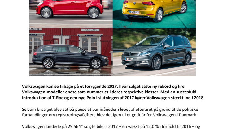 Volkswagen topper bilsalget i 2017
