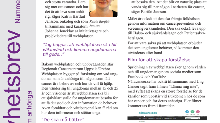 Nyhetsbrev från projektet Barn som anhöriga