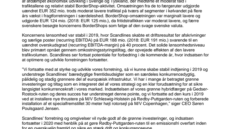 Scandlines skabte solide resultater i 2019 trods fald i trafikvolumen
