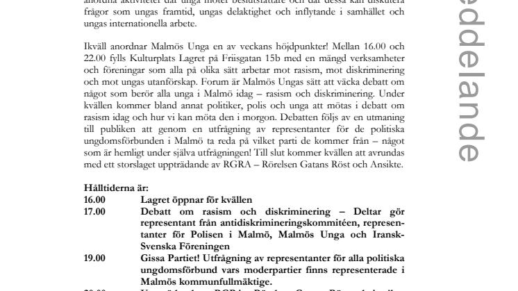 Forum - Temakväll om rasism och diskriminering