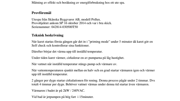 Spabad Pollux test SP